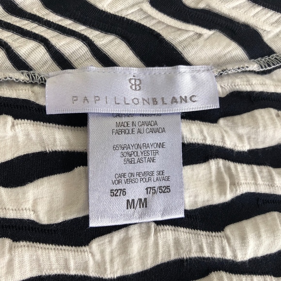 Papillon Blanc Knit Top Black & White Wrap Style - Picture 7 of 8